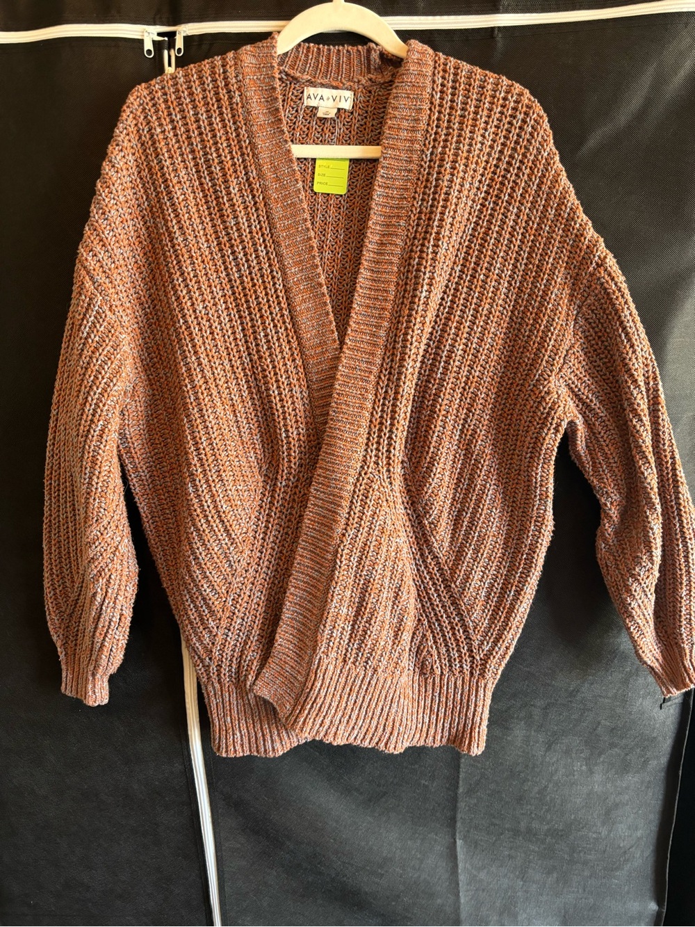 Ava & Viv Burnt Orange Open-Front Ribbed Cardigan